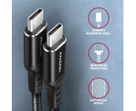 AXAGON BUCM-CM15AB Kabel USB-C - USB-C 2.0, 1.5m, PD 60W, 3A, ALU, oplot Czarny - 1353467 - zdjęcie 4
